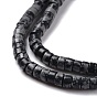 Natural Snowflake Obsidian Beads Strands, Flat Round