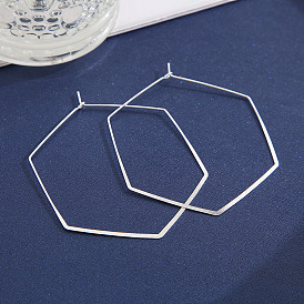 Geometric Earrings with Large Hoops for Women - Minimalist Octagon Studs