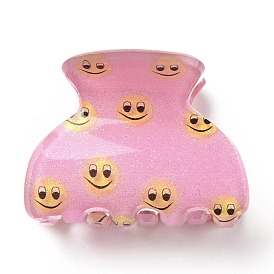 Smiling Face Pattern Acrylic Claw Hair Clips, Hair Accessories for Girls