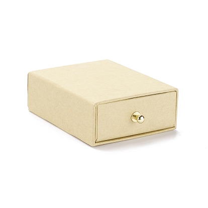 Caja de juego de joyería de cajón de papel rectangular, con remache de latón, para pendiente, embalaje de regalos de anillos y collares