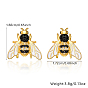 Bee Shape 925 Sterling Silver Stud Earrings, with Cubic Zirconia and Enamel