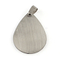 201 Stainless Steel Teardrop Stamping Blank Tag Pendants, with Snap on Bails Clasps, One Side Polishing, 38x27x1mm, Hole: 7x3.5mm