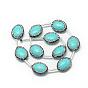 Perles de strass turquoise synthétique, teint, ovale
