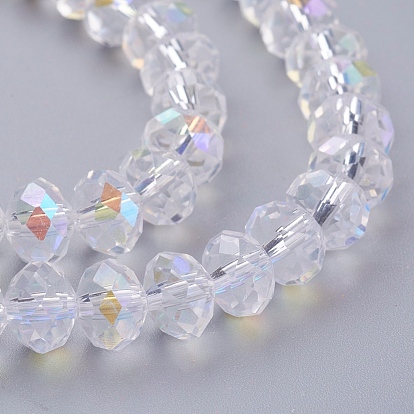 Electroplate Glass Bead Strands, AB Color, Faceted, Rondelle