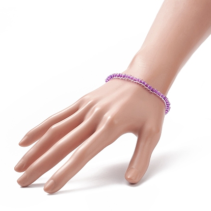 7 pcs 7 ensemble de bracelets extensibles en perles de verre de couleur bonbon pour femmes