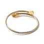 304 bracelet de manchette en corde torsadée en acier inoxydable, eaneml bracelet torque perlé ovale pour femme