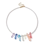 Dyed Natural Crackle Quartz Crystal Bullet Bib Necklaces, with Shell Pearl Beaded