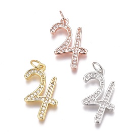 Brass Micro Pave Clear Cubic Zirconia Pendants, Long-Lasting Plated, Figure 4