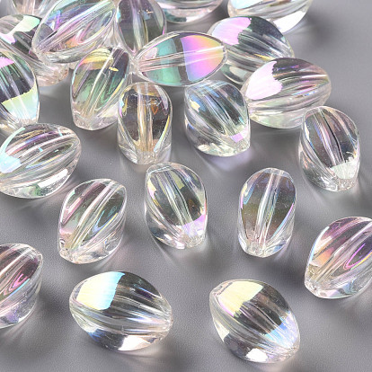 Perles acryliques transparentes, de couleur plaquée ab , ovale