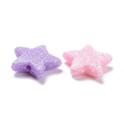 Opaque Acrylic Beads, with Glitter Powder, Star