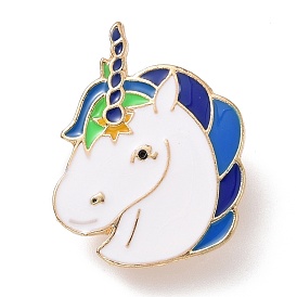 Unicorn Enamel Pin, Light Gold Plated Alloy Badge for Backpack Clothes