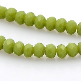 Imitation Jade Glass Faceted Rondelle Beads Strands, 3x2mm, Hole: 1mm, about 198pcs/strand, 15.7 inch