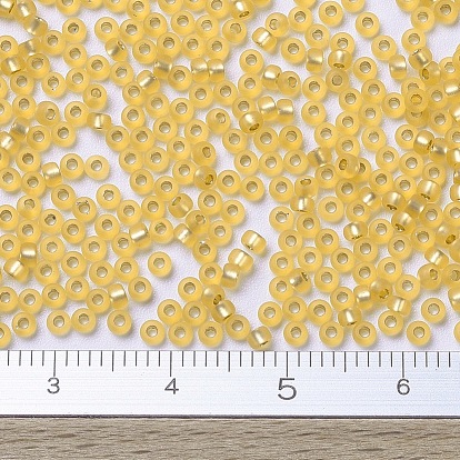MIYUKI Round Rocailles Beads, Japanese Seed Beads, Semi-Matte Silver Lined