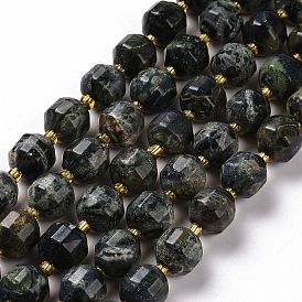 Natural Kambaba Jasper Beads Strands, with Seed Beads, Faceted Bicone Barrel Drum