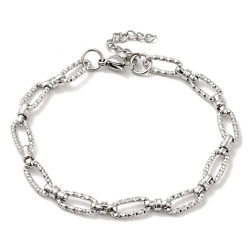 304 Stainless Steel Faceted Oval Link Chain Bracelet