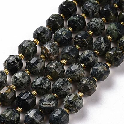 Perles de kambaba naturel jasper, avec des perles de rocaille, tambour à barillet bicône à facettes
