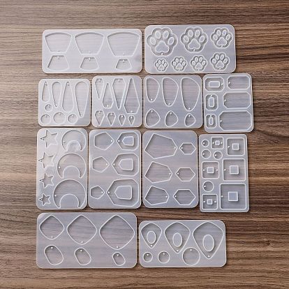 Square/Moon/Paw Print DIY Pendant Silicone Molds, Resin Casting Molds, for UV Resin, Epoxy Resin Jewelry Making