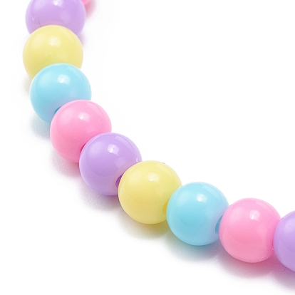 5 pcs 5 ensemble de bracelets extensibles en perles rondes acryliques de couleur bonbon, licorne et étoile et coeur et arc-en-ciel alliage émail bracelets à breloques pour femmes