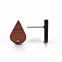 Walnut Wood Stud Earring Findings, with 304 Stainless Steel Pin, Teardrop