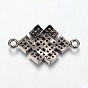 Chinese Knot Connector Brass Micro Pave Cubic Zirconia Links, 13.5x23x2.5mm, Hole: 1.8mm