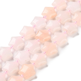 Natural Rose Quartz Beads Strands, with Seed Beads, Puffed Star