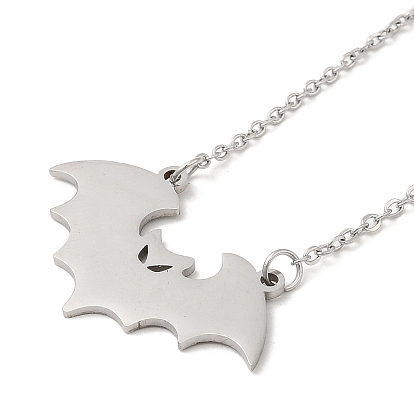 304 Stainless Steel Pendant Necklaces, Bat