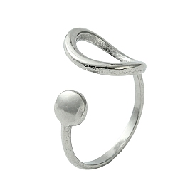 304 Stainless Steel Open Cuff Ring, Twist Oval