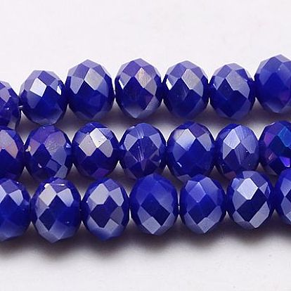 Electroplate Glass Bead Strands, Full Luster Plated, Faceted, Rondelle