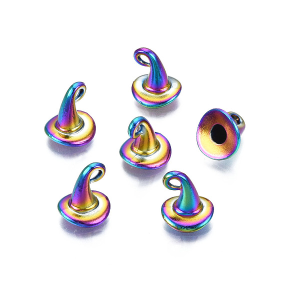 Rainbow Color Alloy Pendants, Cadmium Free & Lead Free, Witch Hat