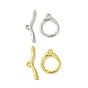Rack Plating Eco-Friendly Brass Toggle Clasps, Long-Lasting Plated, Lead Free & Cadmium Free, Textured Ring
