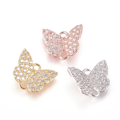 Brass Micro Pave Cubic Zirconia Links, Butterfly, Clear