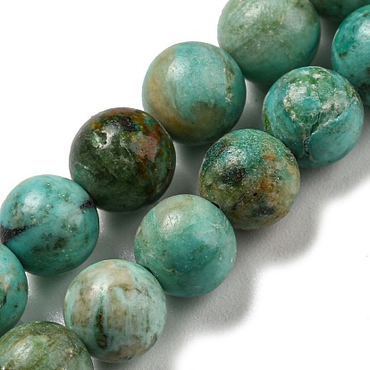 Brins de perles de turquoise péruvienne naturelle (jaspe), Grade a, ronde