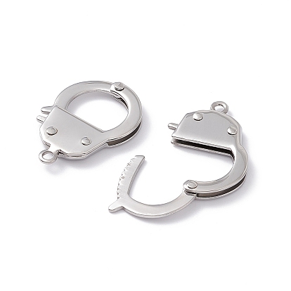 304 Stainless Steel Handcuff Clasps, 25x18x3mm, Hole: 2mm