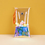 Transparent PVC Blind Box Cartoon Doll Bag Keychain, with Alloy Findings, Rectangle