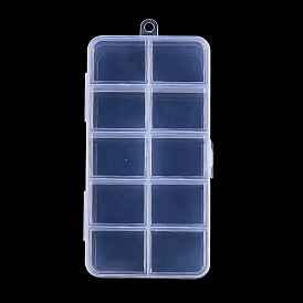 Plastic Bead Storage Containers, 10 Compartments, Rectangle