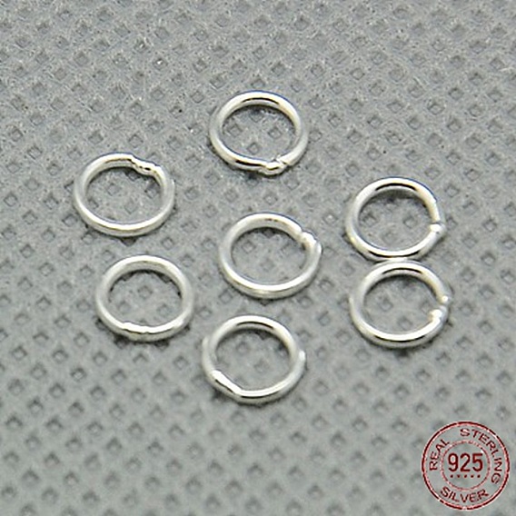 925 круглые кольца из серебра, паяные кольца, Замкнутые кольца для прыжков, Замкнутые кольца для прыжков, 5x0.8 мм, отверстие : 3.5 мм