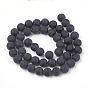 Natural Obsidian Beads Strands, Frosted, Round