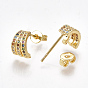 Brass Micro Pave Cubic Zirconia Ear Studs, with Ear Nuts