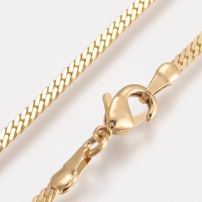 Vacuum Plating Brass Chain Necklaces Making, with Lobster Claw Clasps, Long-lasting Plated, Real 24K Gold Plated