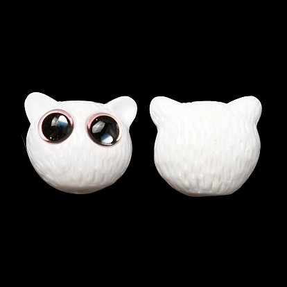 Opaque Resin Cat Shaped Beads with Glass Eye, Jewelry Decoration