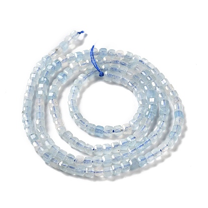 Perlas naturales de color turquesa hebras, facetados, cubo