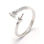 925 componentes de anillo de dedo de plata esterlina, por medio perforó perlas, con circonita