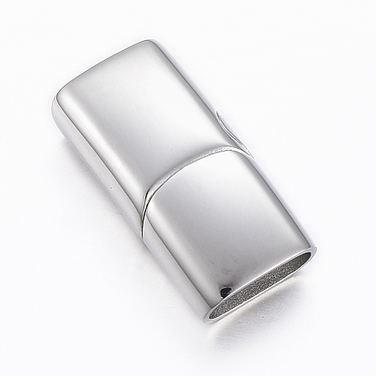 Smooth 304 Stainless Steel Magnetic Clasps with Glue-in Ends, Rectangle