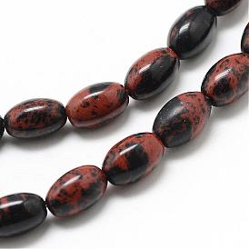 Natural Mahogany Obsidian Beads Strands, Oval