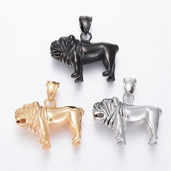 304 Stainless Steel Puppy Pendants, Sharpei Dog Charms