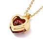 Cubic Zirconia Heart Pendant Necklace with 304 Stainless Steel Cable Chains for Women