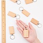 Wood Keychain, with Iron Ring, Rectangle