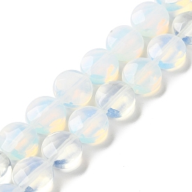 Opalite Beads Strands, Faceted, Flat Round