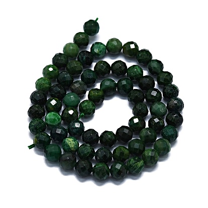 African brins jade perles naturelles, à facettes (64 facettes), ronde