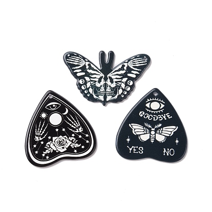 Pendentifs acryliques imprimés halloween, breloques coeur/papillon
